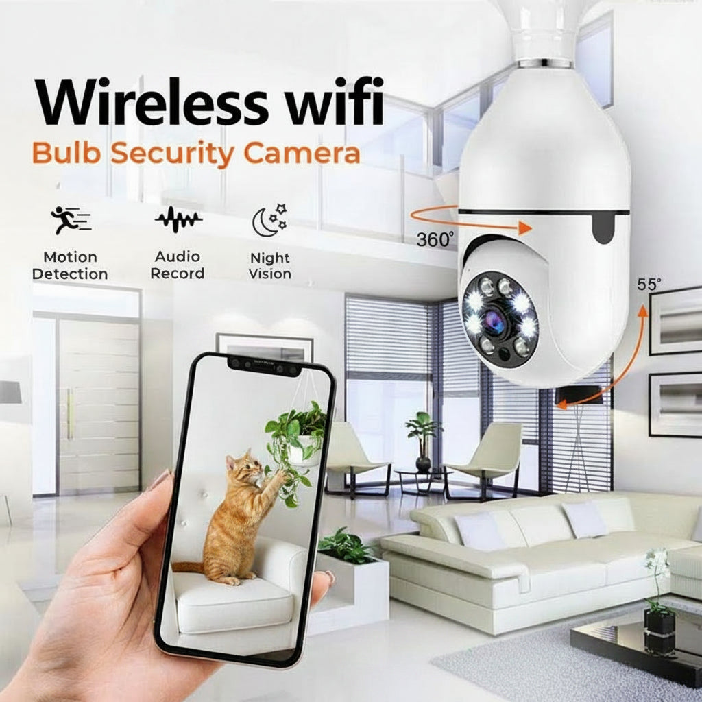 Wireless Wifi Bulb Security Camera